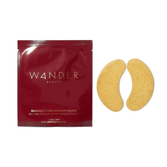 NIB WANDER BEAUTY BAGGAGE CLAIM GOLD EYE MASKS – 4 PAIRS - Picture 8 of 14
